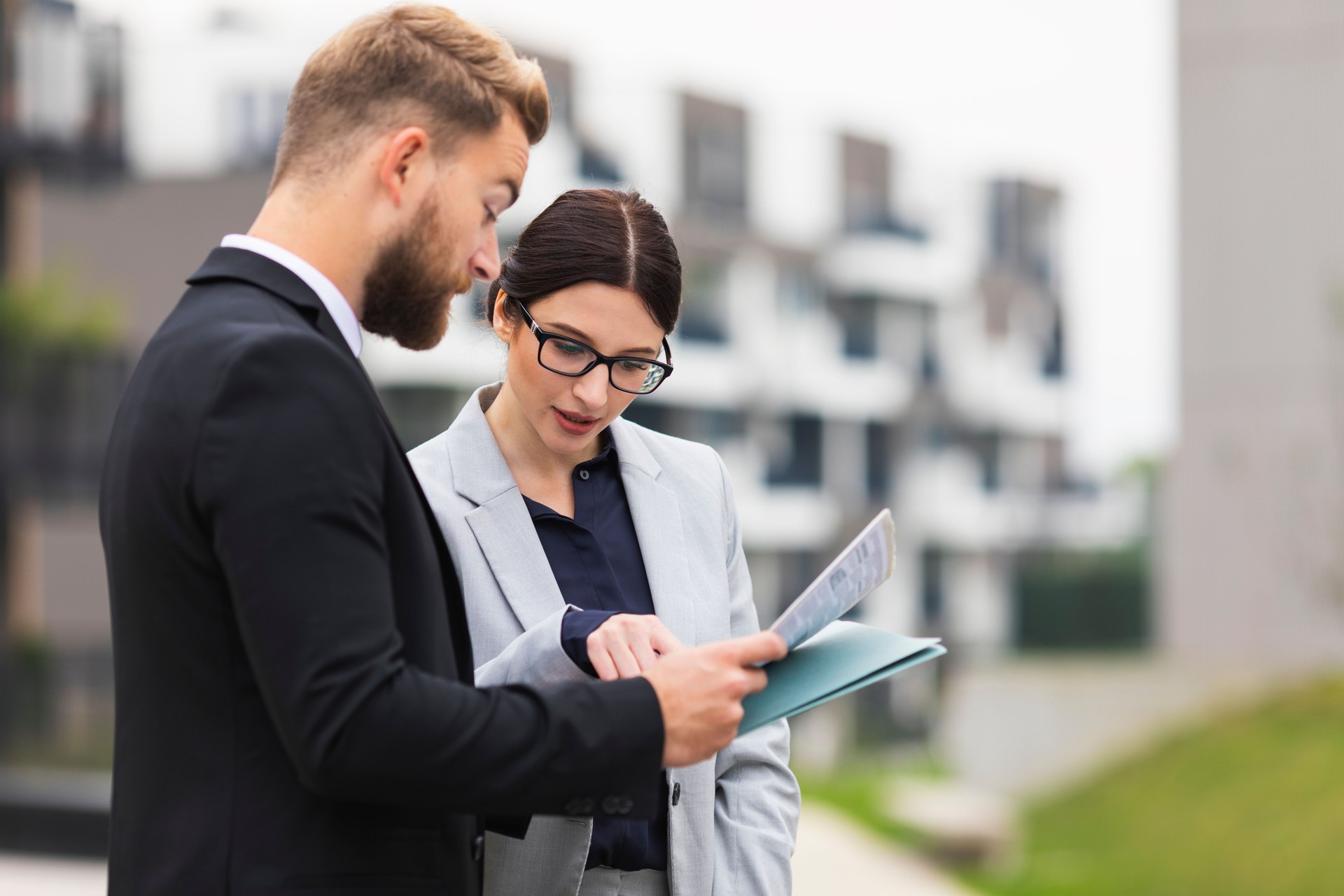 Real estate agent with a client